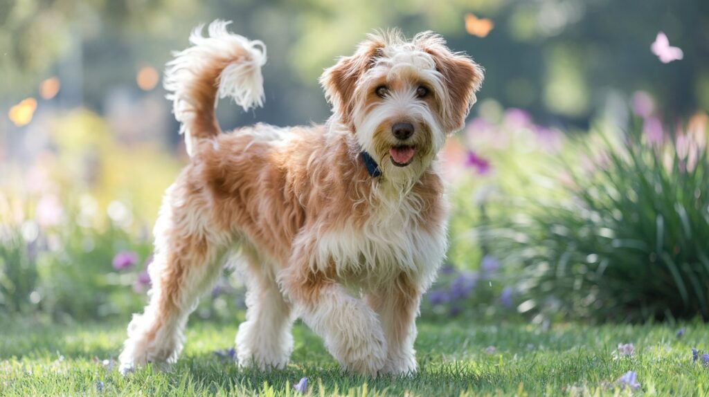 Labradoodle Double Doodle enjoying playtime in a sunny park.