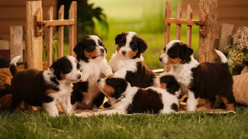 A litter of Heeler Doodle puppies, perfect for families looking to adopt.