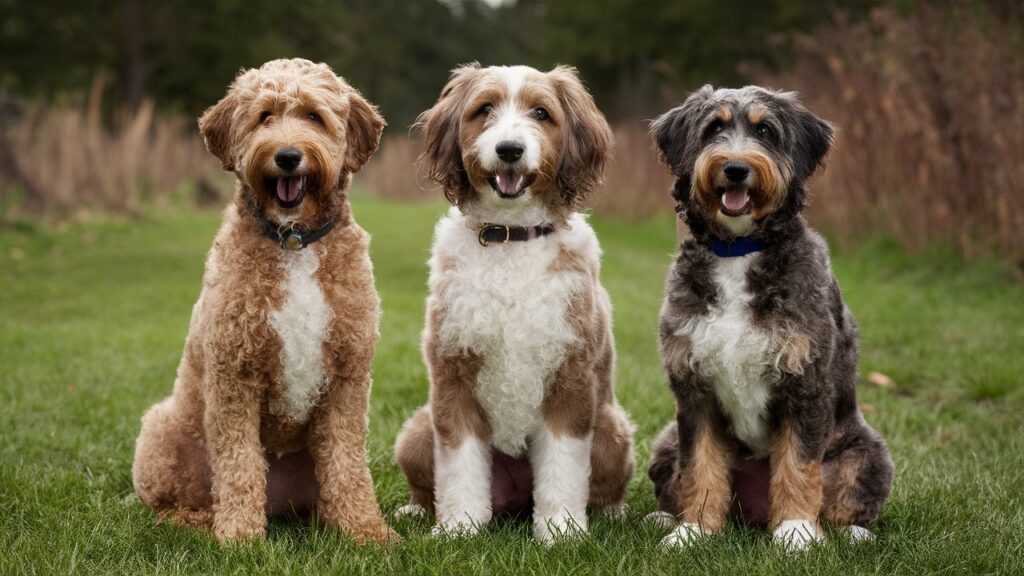 Aussie Doodles with hypoallergenic coats: curly, wavy, and low-shedding.