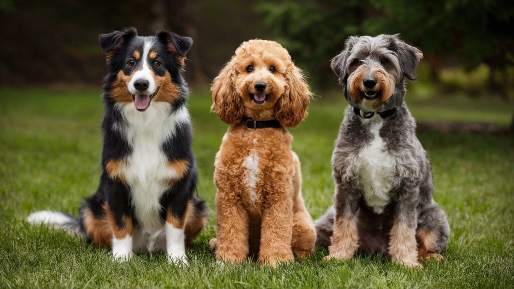 Aussie Doodles highlighting their hybrid nature: Aussie, Poodle, and unique mix.